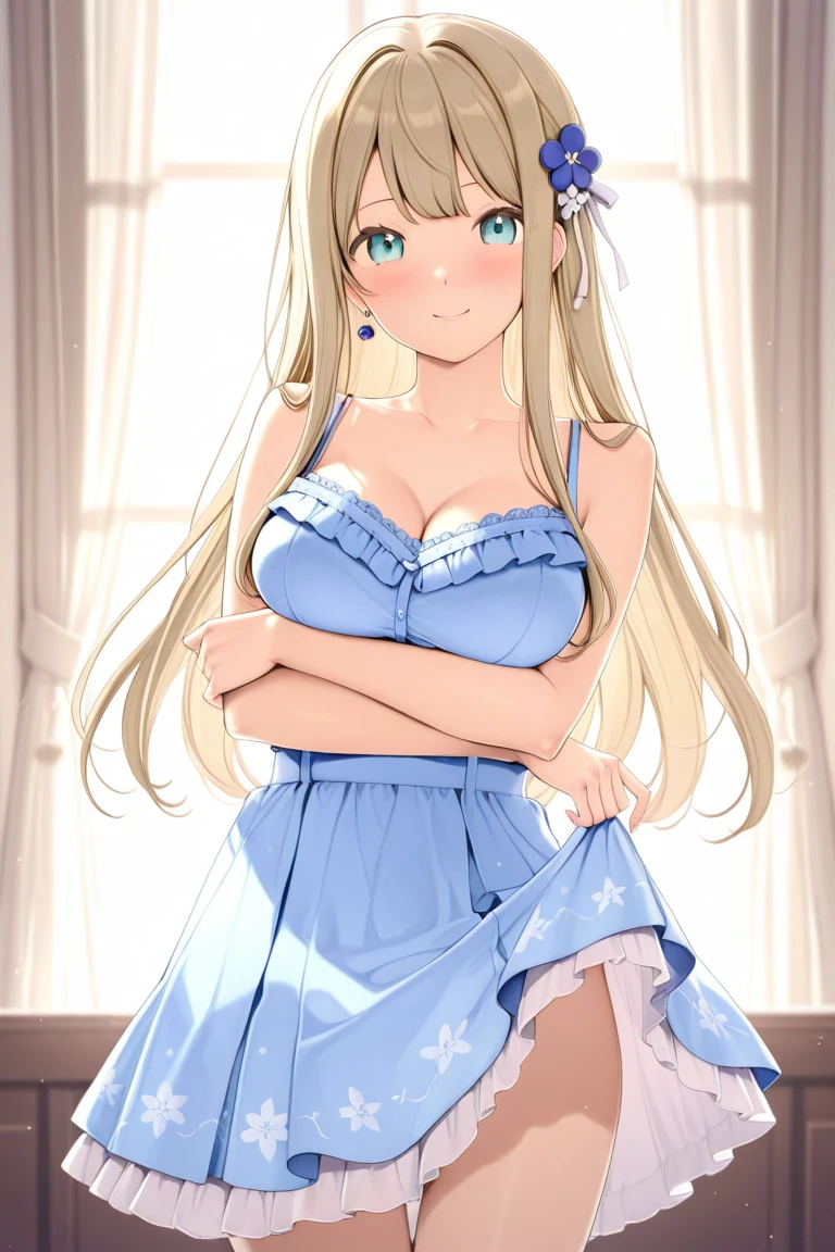 a woman standing and posing for a photo,(wearing flounce_dress:1.3), blue flounce_dress, shiny flounce_dress, 
good hand,4k, high-res, masterpiece, best quality, head:1.3,((Hasselblad photography)), finely detailed skin, sharp focus, (cinematic lighting), soft lighting, dynamic angle, [:(detailed face:1.2):0.2], medium breasts,(((in a bar))),  <lora:betterCuteAsian03:0.3>,  <lora:flounce_dress:0.5>