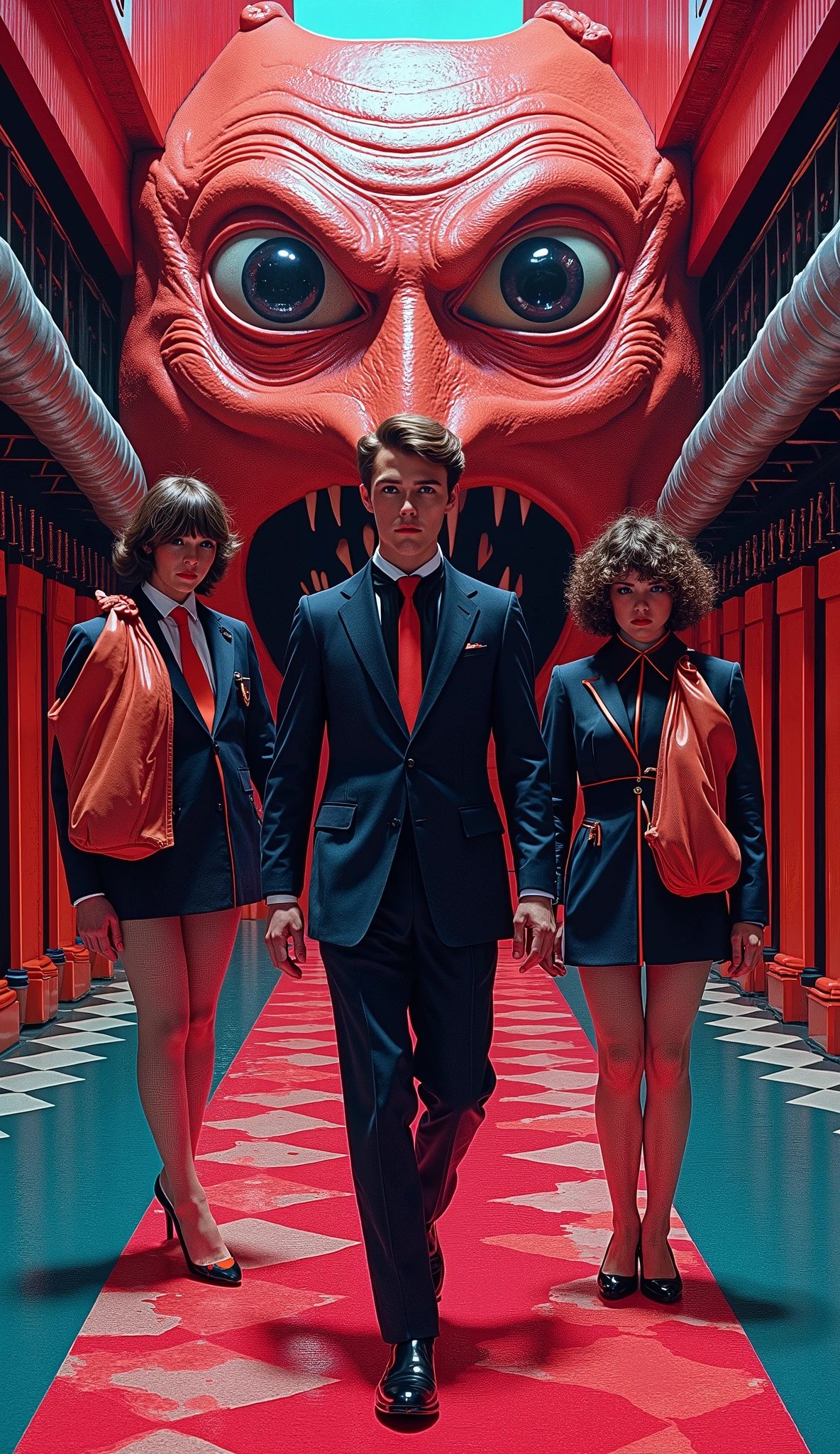 Surrealist Psicopop. intriguing people. Clockwork Orange film. cinematic. 8K.
