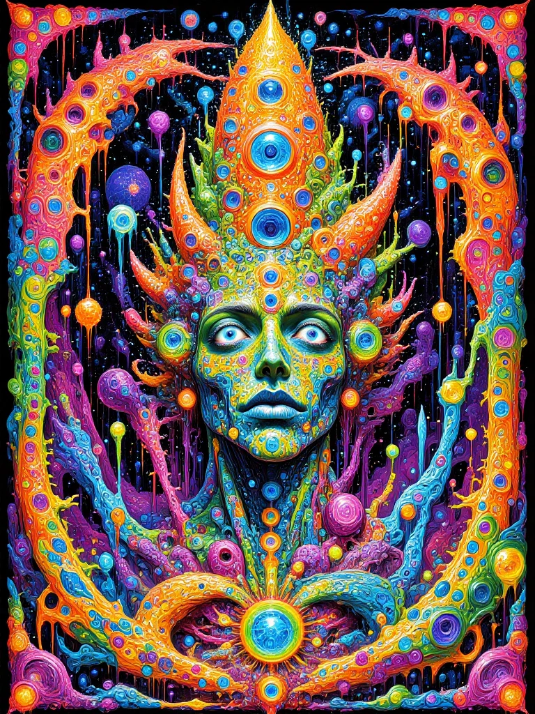 Aoxomoxoa (1969) – Album cover by Rick Griffin for the Grateful Dead, famous for its detailed, surreal artwork and inventive typography