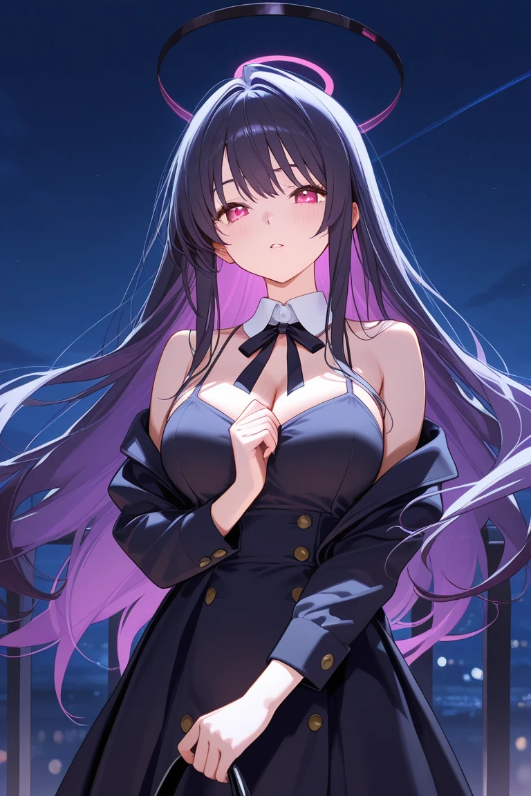 Una chica de anime de calidad de anime de spy family muy bonita cabello Naranja largo ojos negros