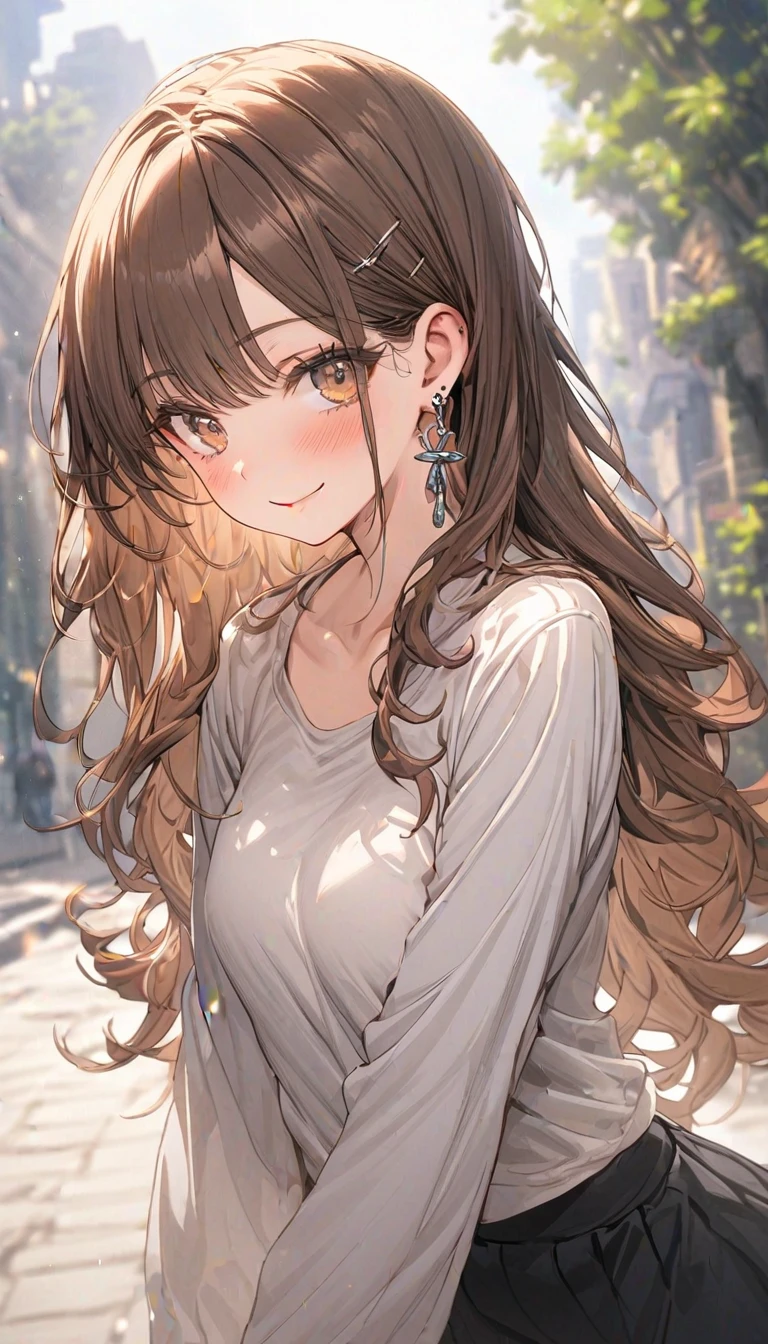 Gỉtl, beautiful, cute, brown hair, brown eyes, double plait hair, long hair, Solo, mature