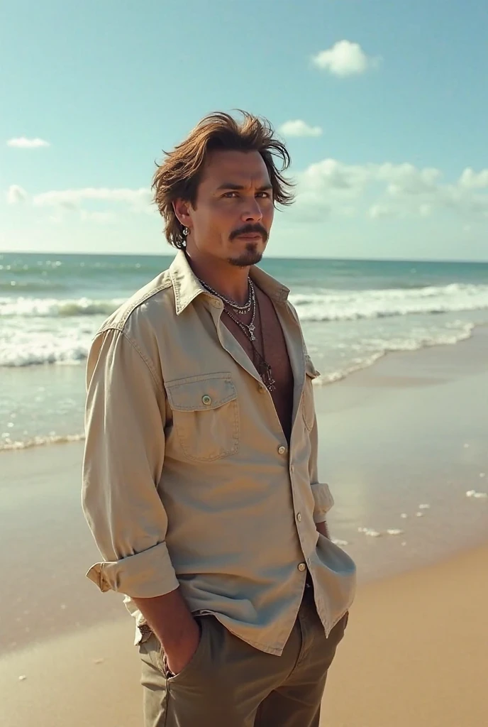 Johnny Depp de sunga na praia