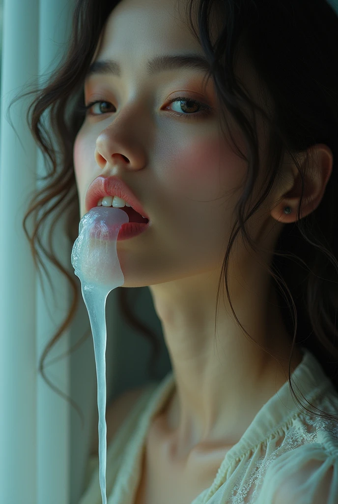 white cum overflowing from the mouth,japanese,(Aly Michalka, bdsm, bondage, drool dripping, drool dangling) 8k, realistic, cleavage, drooling, drool all over chest, drool all over face, wet, pleading eyes, waiting to be tortured, lots of drool, sweating, drool dripping down chin