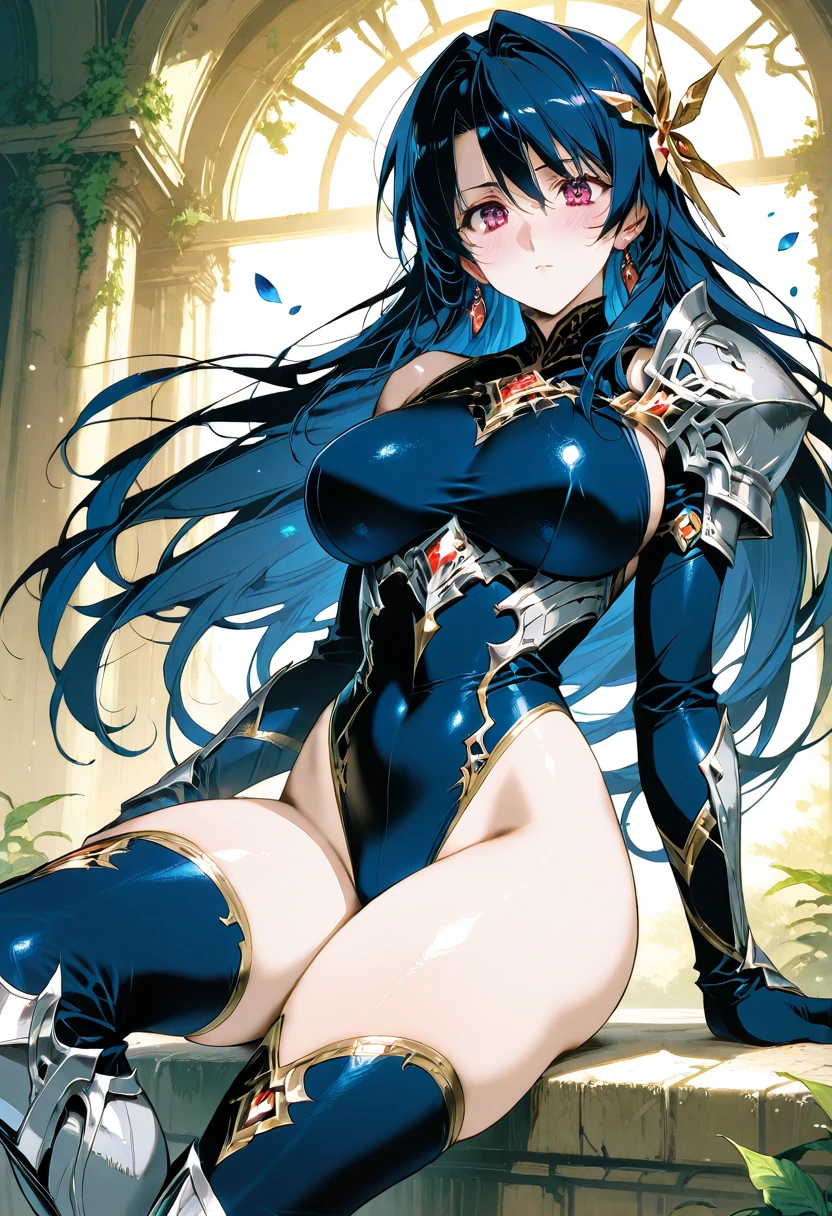 ((Highest quality、unity 8k wallpaper、32k、masterpiece、Very detailed、Ultra-high resolution、Ultra-high resolution、 Very detailedな顔, RAW Photos, Professional, Ultra-fine painting, Anatomically Correct Lizard Girl)) Yui Kotegawa transforms into a Blue Dragon, kotegawayui, Long black hair, Yellow Eyes, ((Reptile Eyes))、mouth with sharp fangs,、(From shoulder to collarbone、It is covered with fine scales up to its neck.)、(((In the ass、Juxtaposition, Impressive lizard tail stretching from tailbone to spine))) 、((Dragon legs with sharp claws、Fine blue scales that stretch like socks down to the thighs、Fine blue scales that grow like long gloves、Long nails))、Nipples are fully visible、((There are fine scales on the sides、It has fine blue scales growing around its waist..., Scales on the back、Scales from flank to thigh))、(The boundary between the scales and the skin is unclear)、((A small fin on the spine that continues to the tail))、(((Giant blue bat wings growing from the shoulder blades on his back)))