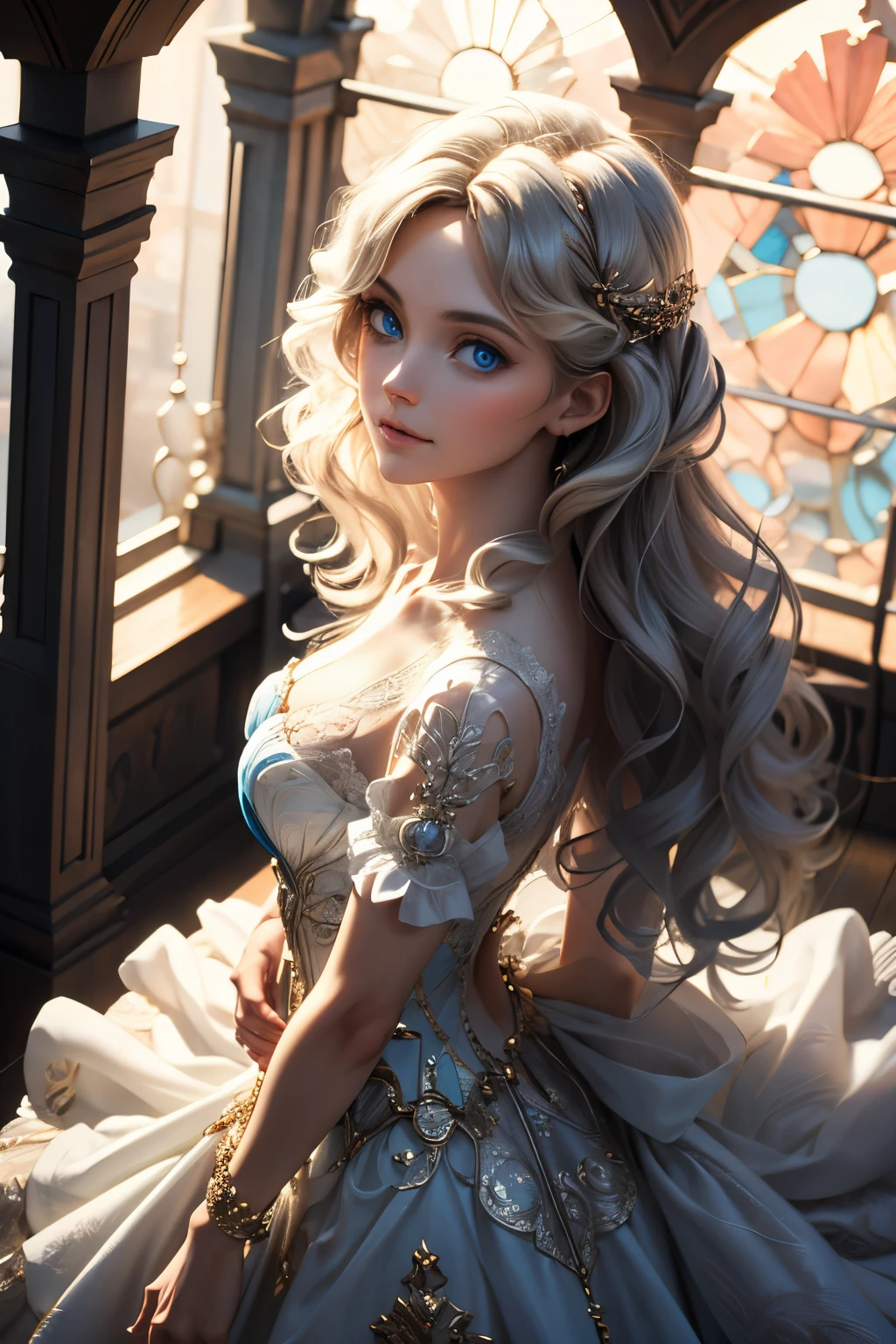 (masterpiece),(best quality), , viewers, , {seen from above|Bottom View| mid-view}, , {long hair|short hair}, (wavy hair with a graceful expression:0.8),, {upper body|cowboy shot}, , {indoor|outdoor}, , {fantasy|【contemporary|sf},, { night 明け| night }, , {blue eyes| iris|grey eyes},, {shy ass|happy||smile},