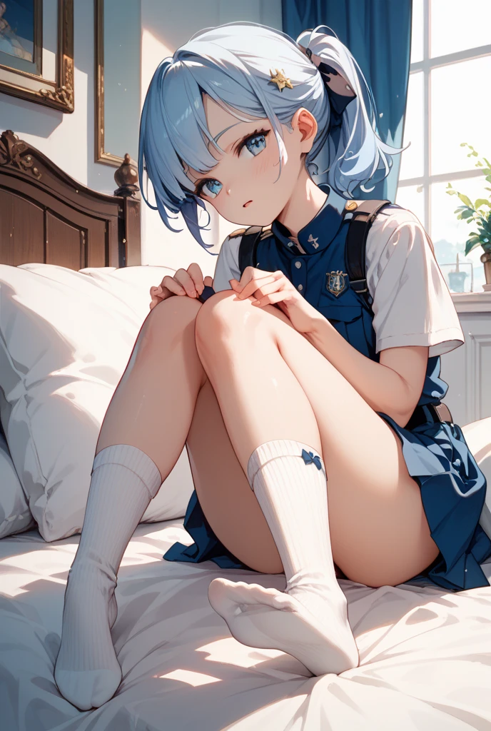 Braids,short-hair,girl with,Anime style,Black sailor suit