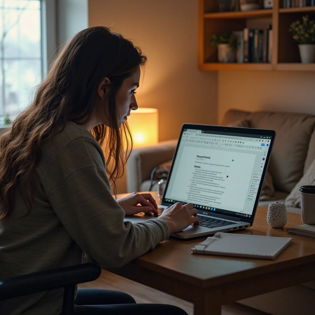 Image of a person working on a laptop in a cafe or at their home