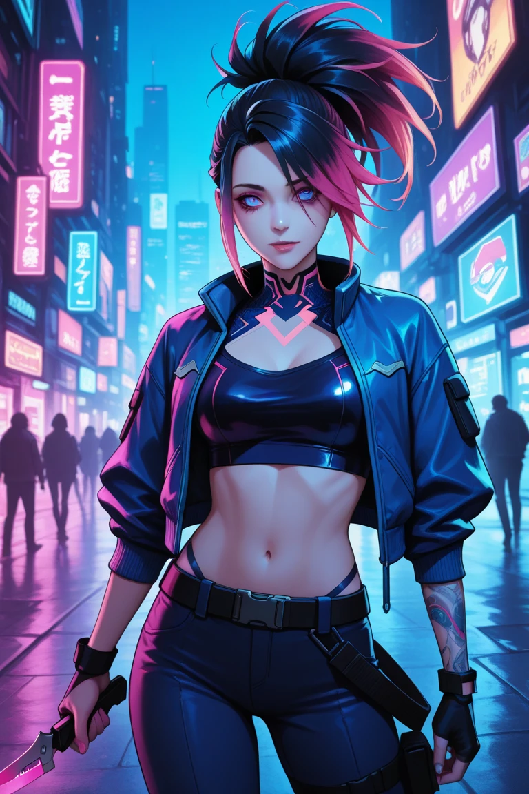 Cyberpunk lady in a city