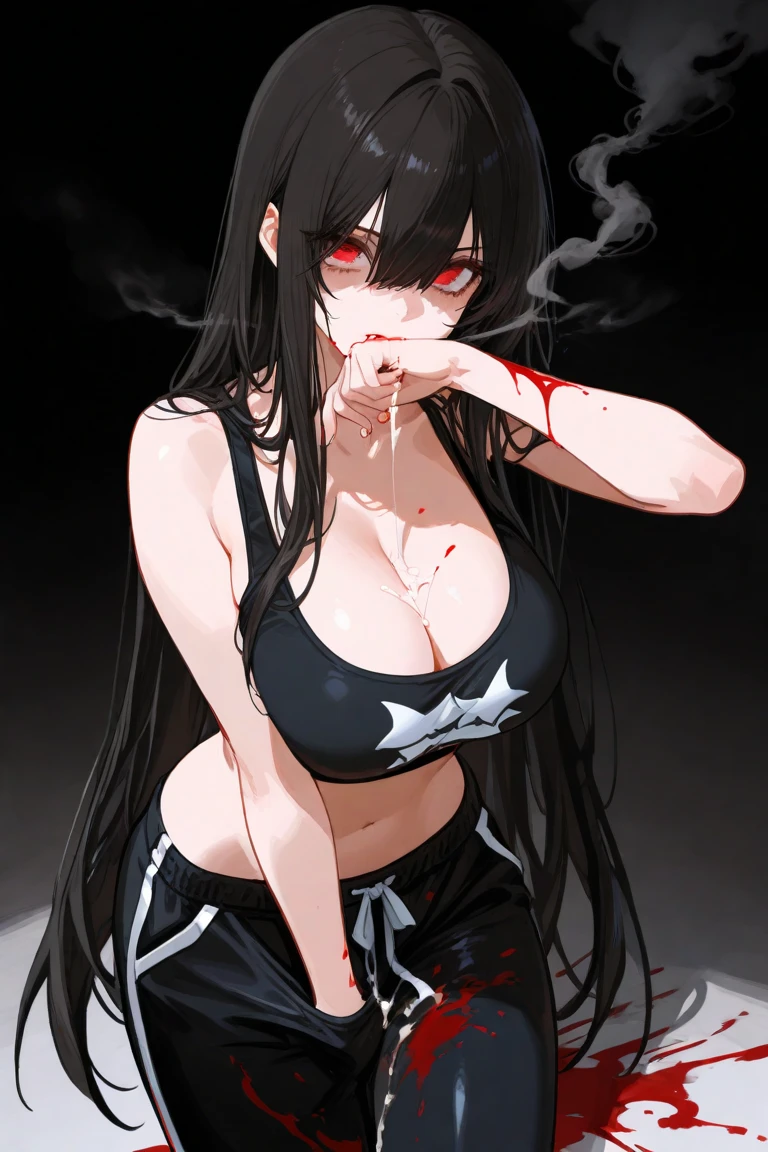 ((masterpiece)), ((best quality)), ((grotesque and splatter)), beautiful girl, curvy, tall, exposed belly, belly button, big breasts, femdom, slaughter, bloody dress, Blood on the breasts, Bloody, Blood on the breasts, Blood on the belly, tall, bloody knife, bloody sword, bloody breasts, war, fight, kill, Behead, shot from below, POV from fallen enemies, sensual, smile, spattered by much blood, having a big bloody sword, reflecting blood on the whole body, looking down on me, massaging breasts, getting excited sexially, kill everyone, blood splatter, cruel, background with battlefield, cut off head of man, holding a severed head, bare midriff, leaning forward, looking down, from below