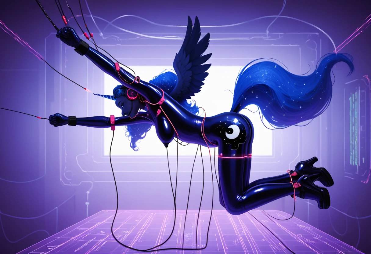 ((my little pony)), solo, ((seductive costume)), beautiful body, high detailed, 4K, ((seductive perky big butt)), behind view, (((short strapless space styled dress))), beautiful medium breasts, (((shining armor))), (((tights fishnet))), ((butterfly tattoo)), ((seductive journal pose)), ((fishnet sleeves)), (dripping pussy:1.3)