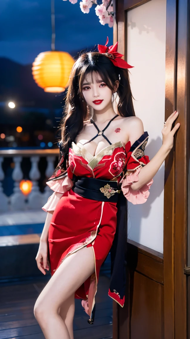 ((((8K))),((Extremely detailed CG)) ,(wallpaper),16K,((Extremely exquisite and beautiful)),(((masterpiece))),(((Best quality))),(((超high resolution))),Beautiful light,Perfect Lightning,Realistic shadows,(high resolution),(Smooth and flawless fair skin:1.5),(Pale skin:1.3),Extremely delicate facial details,(Perfect body:1.1),Extremely detailed,A girl,Solitary,Small head,(Dragon Head Crown:1.3),(Hair Bun:1.2),Small face,Exquisite makeup,(shiny skin:1.5),(Slim,Thin),Happy,(lol:1.2),(Small Breasts:1.1),flat chest,(Red long Hanfu with exquisite embroidered dragon pattern:1.5),(Night view:1.5),indoor,(In a luxurious Chinese palace:1.3),(The festive atmosphere of the Spring Festival:1.3),(Looking at the audience:1.3),(Detailed background:1.5),(Close-up of face:1.3),(Sitting on the throne:1.2),(From the front:1.3),(Bright Light:1.3),