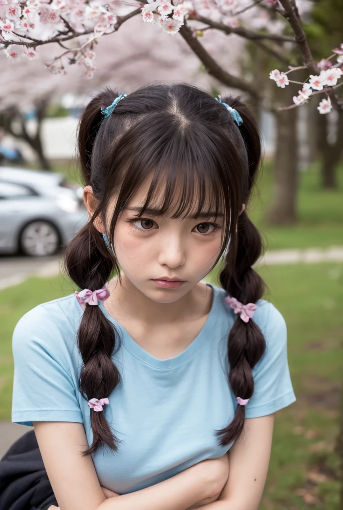 masutepiece, Best Quality, 8K, 1girl in, Good Hand, 14 yo, (round face:1.6), (baby face:1.6), (kawaii:1.6), (cute:1.6), (loli face:1.6), Lively, Active, Life Force, Luminescent, Looking away,(open shirt:1.6), 
(show off nipples:1.6), (exposing bare breasts:1.3), (exposed chest:1.3), (no bra:1.3),medium breasts, (small nipples:1.2), (small areolas:1.2),  Raw photo, F/1.8, 135 mm, NIKON, Anatomically correct, Bokeh，Textured skin, Professional Photography, Portrait, Soft light, Professional Lighting, Solo, (Smile), Cute, Girly, Digital SLR, Film grain, (Eyes and faces with detailed:1.0), 8K Wallpaper, Residential area