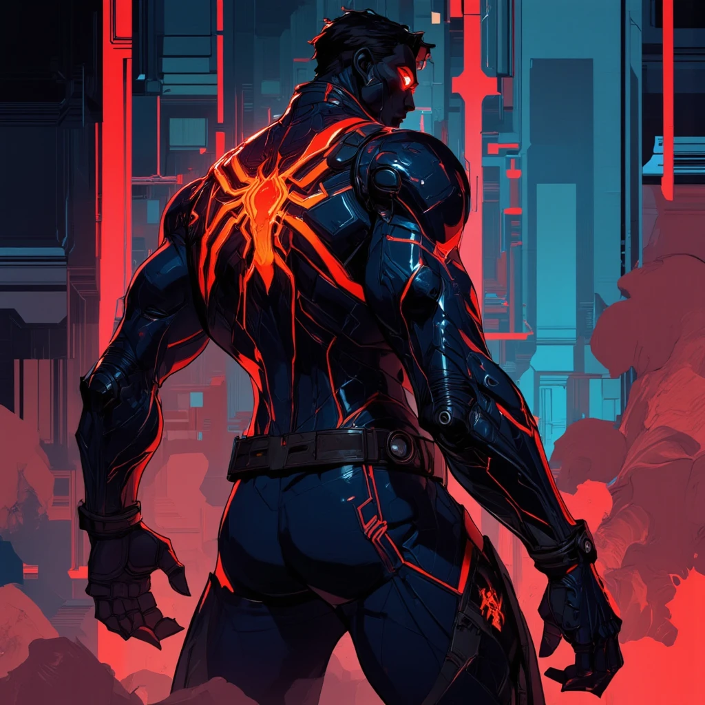 Homem-Aranha, cyberpunk, musculoso, 8K.