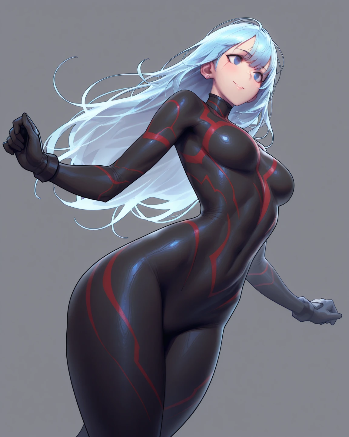 best quality, 1girl, detailed eyes, body suit, from behind, sketch artstyle, graycale, monochrome,