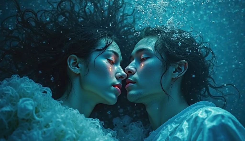 2 girls, 16 year old agers, American, lesbian, losing their hair very quickly underwater, Going bald, excited eyes, open mouth, excited, moaning, Realistic faces, both full bodies from head to toe, ( ( (Various poses))), stroking the body with the hands as if to wash, (((((naked))))), underwater, the seabed, Stones and corals, Some hair walks in the water, Air bubbles escape from his mouth, Their bodies float under water, kissing each other eagerly with the tongue between them, (((one of the girls is bald))),