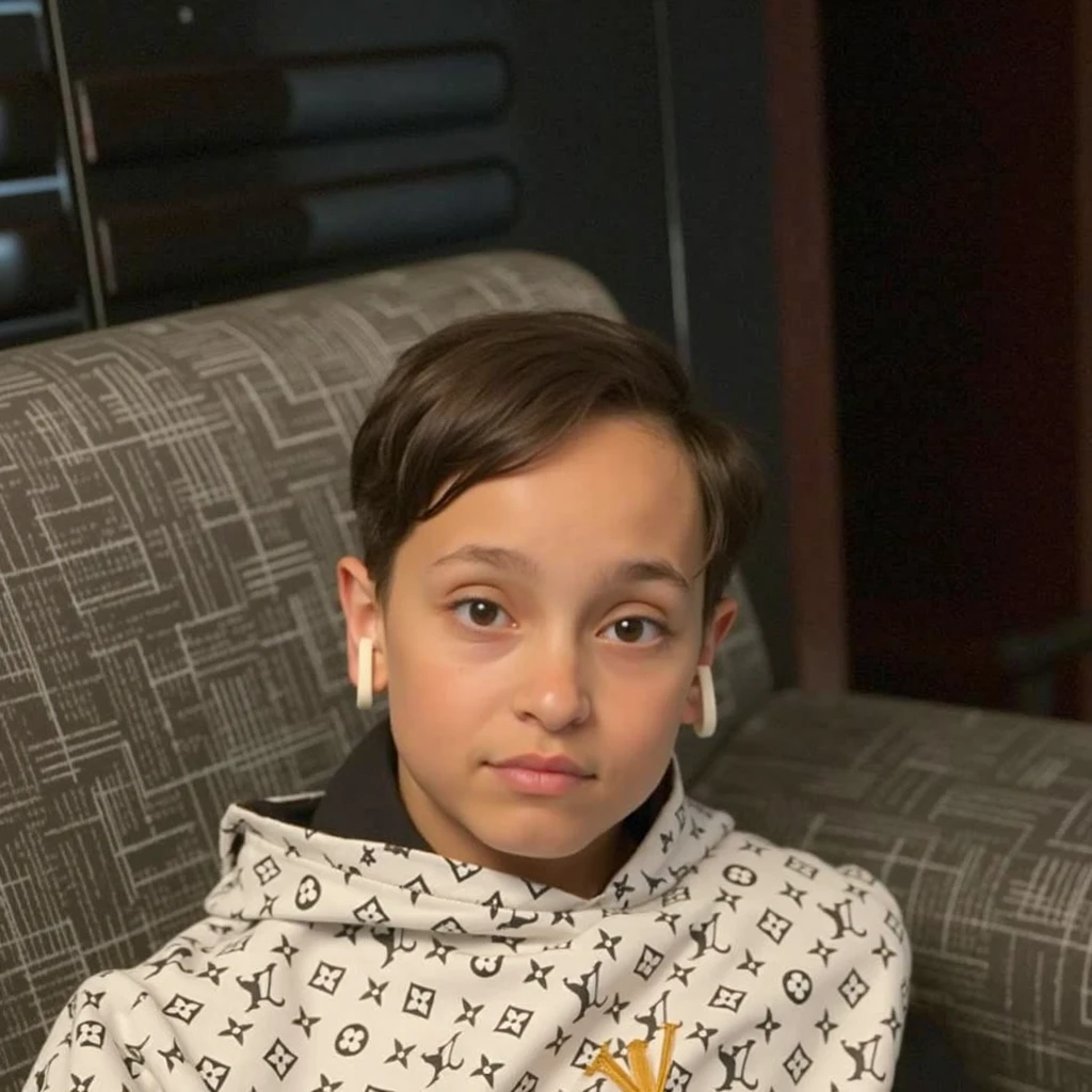 In honor of my son’s birthday.  This look like my ??? , like so much 

Prompt: 18 year old Caucasian boy with brown eyes, brown curly long hair wearing long white hoodie, black athletic pants.  he is in his bedroom playing Xbox and wearing a headset.  he has a birthday balloon and gifts nearby
