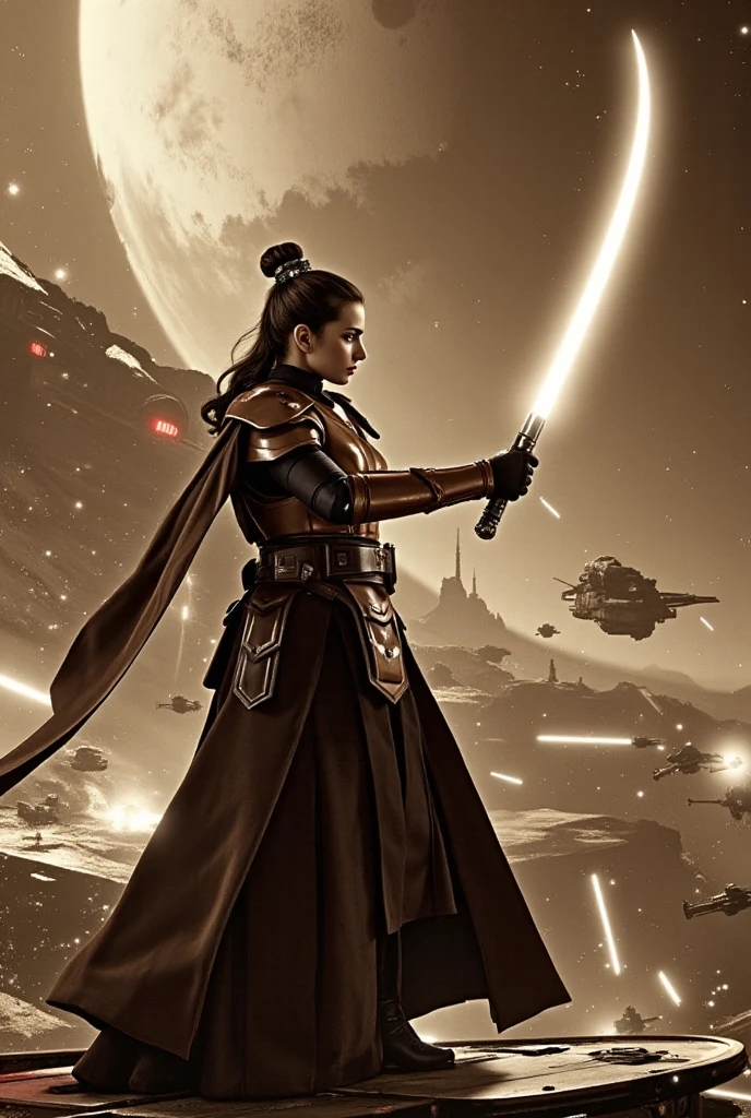 movie poster for Star Wars, half body shot of rebel Princess, played by sandra bullock, in Darth Vader costume with lightsabre , death star hangar, masterpiece, intricate detail, highly detailed, volumetric lighting, 4k render, stock photograph, hyper realistic, lifelike texture, dramatic lighting, unrealengine, trending on artstation