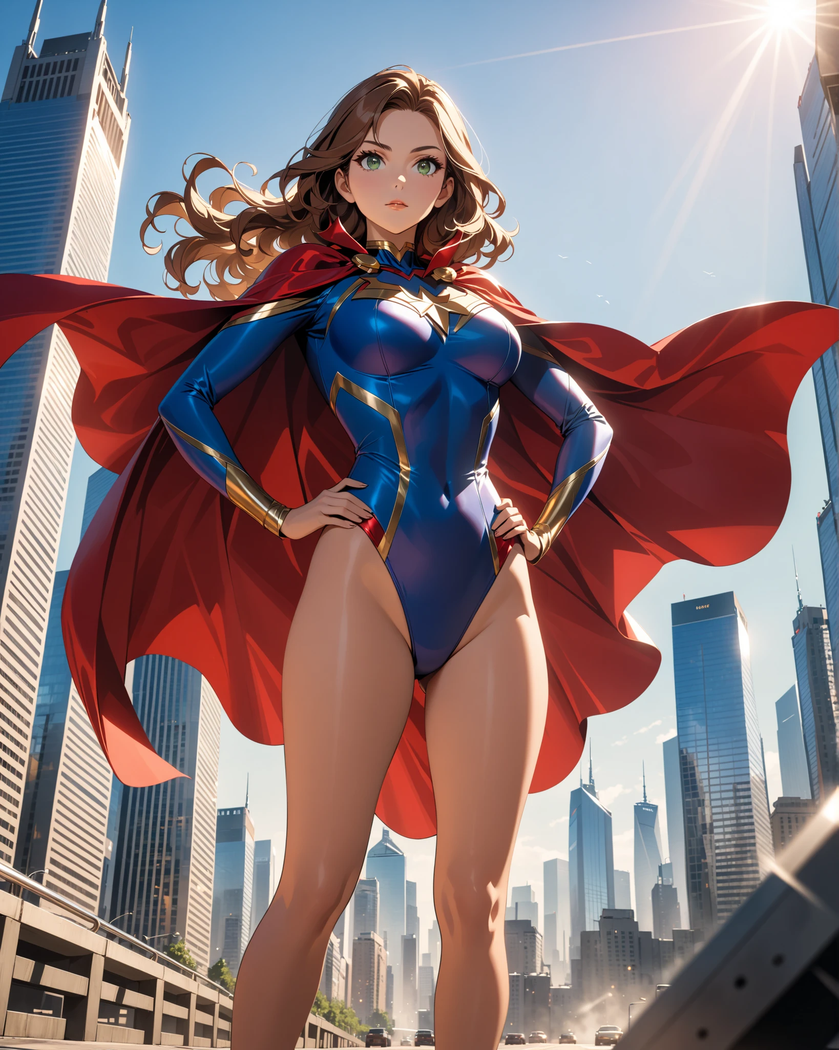 1womanl, corpo super definido, muslos grandes, breasts big, big-ass, Super long hair, super long hair, russet hair, blue colored eyes, ( super defined eyes), wide shot, uhd, super detail, high quality, best quality, 8k