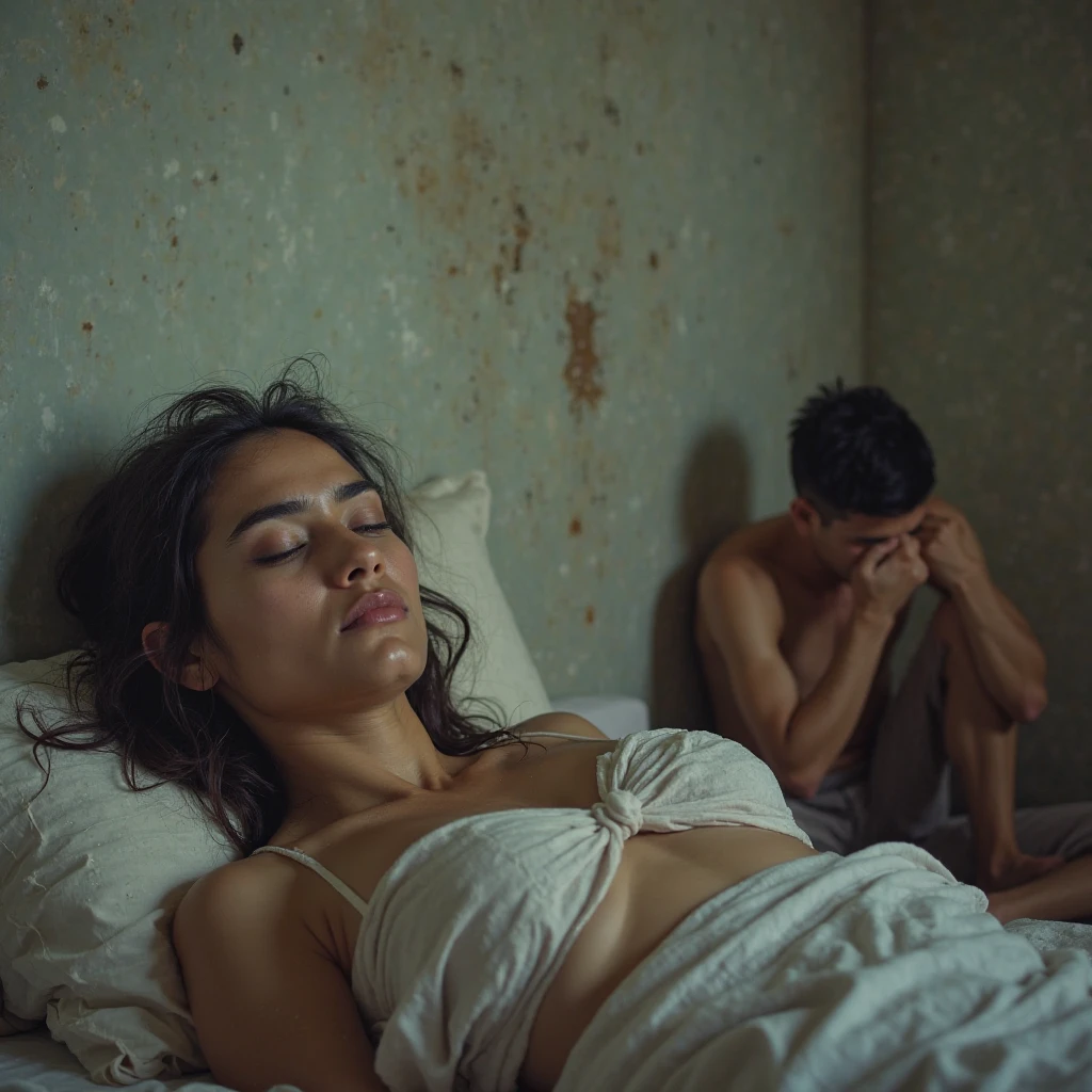 
David fincher lighting style realistic, Thailand ladyboy penis cock dick, half asian, near future, black curly hair, short curly angled bob haircut, straight hair bangs,the hair has blue hair streaks and pink hair streaks, flat chested , black thigh high socks, background, city apartment, sexy, pretty skin, fully naked shemale, small tits, shes transsexual, sexy, ladyboy penis, cock, dick , she cock, sex pot, sissy, gay ladyboy penis, femboy body, penis, BDSM collar , porn, pornography, a big large man, is on top of her naked, the man is fat, naked, shady motel room prone on the bed , sex, sex slave, sex doll, numb, crying, a man just abused her, she's wearing a BDSM choker collar , full body 