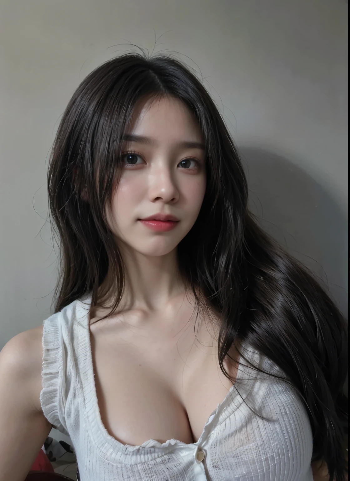 top quality, original photo, beautiful asian girl, whole body, Age 20 years old, actual, photoactual, Standing in front of the mirror wall, whole body反射, Her frontal reflection, Wearing a white short vest made of transparent thin fabric, Smooth and clean armpits, Perfectly shaped breasts, beautiful , The skin is very white, Perfect body, Smile, beautiful hair, Perfect hair, curls, colored hair, Detailed face, detailed body, Delicate skin, big eyes, Bright Eyes, brown eyes, double eyelids, long eyelashes, natural lips, delicate lips