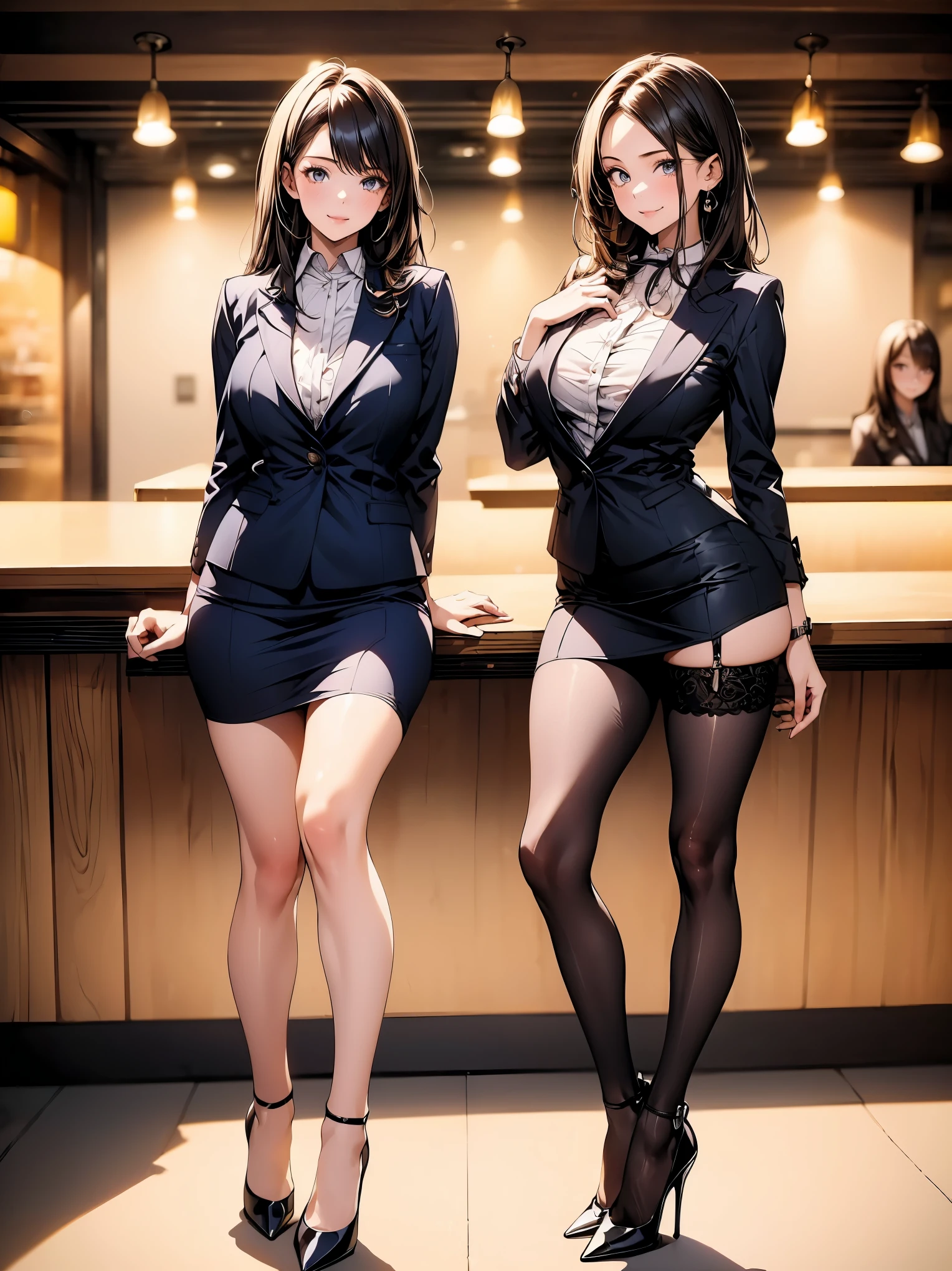 ((二人のIn underwearの女性はセクシーにOffice corridorを歩いている:1.4), Beautiful Anime Women, Beautiful art style, Anime characters, ((Smooth texture, Realistic texture, Anime CG Style)), ((Highest quality)), (Very detailed), (Very detailed CG 統合 8k 壁紙), Very detailed, High-resolution RAW color photos, Professional photography, Brown Hair, Stylish hairstyle, Great face and eyes, Beautiful and large breasts, Slender body, (Stunningly beautiful woman), (Detailed face:1.2),(Office corridor, Many business people walking down the corridor, There is a window in the hallway:1.3), ((Bow tie around neck, High heels:1.3), (Employee ID card worn around the neck:1.3), (Sexy and cute white underwear, Sexy and cute pink underwear:1.3), (Stylish shiny satin panties, Side-tie panties, Panties with a plain center and lace decoration on the sides:1.3), (Thin panties with ribbon:1.3), (Micro lace satin bra, Lace-trimmed bra, Thin bra:1.3), (garter belt, Garter Strings, Knee socks:1.3):1.3), naked, In underwear, In underwearのオフィスレディ, Exact number of arms, Exact number of legs, Perfect Anatomy, (Embarrassed expression, Surprised expression), Angle from the front, Exact finger count、Exact number of legs、(Exact number of arms:1.0, Exact number of hands:1.0), (Perfect hands, Perfect Anatomy)