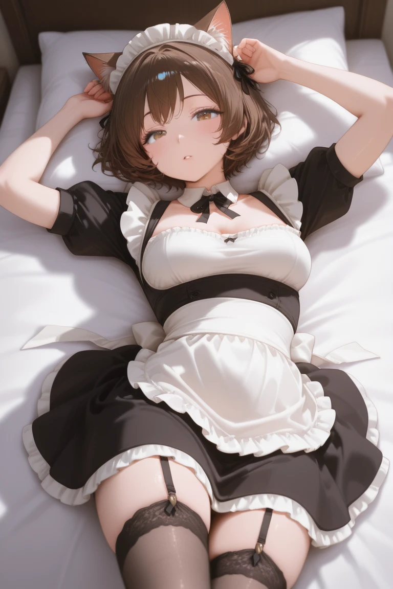 NSFW,Masterpiece,masterpiece,top quality,super detailed,high resolution,high resolution,8k kin portrait,unity,8k wallpaper high definition c,unity 8k wallpaper,cute type,little:1.5,loli:1.5,,realistic,real person,. Cute,little,portrait,glossy skin,high definition,(16years:1.2),(1 girl),(on bed),(bed room:1.5),cute,perfect face,seriously,(blush:1.5),((cute:1.5)),(brown bob hair:1.5),(small breasts:1.3),((maid costume:1.5)),(((clothes lifted:1.5))),((nipples:1.2)),showing vagina,(spread legs:1.5),,((sex:1.8)),((1boy:1.8)),((vaginal penis:1.2)),(lying:1.8),(orgasm face:1.5),(embarrassed,blush:1.3),((intercourse with a man)),boy on top:1.5,(POV hands,grab legs:1.5),legs up,(team:0.8),(wet:0.8),(sweat:0.8),(trembling:1.3),(parted lips:1.3),(harf open eyes:1.4),(feeling weak:1.2)