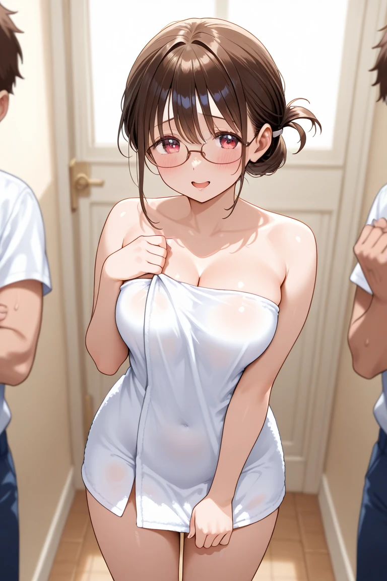 Highest quality、One Girl、Huge breasts:1.7、Long chest:1.5、sagging breast:1.5,Light brown hair、Completely naked、Bathroom、Heart symbol、Haa、Chest to chest、mother、Married women、Mature Woman:1.3、Emerald green eyes、In the heat、faceless male、Shota、shota、Are standing、Shotaちんぽ、Small dick、Semen-stained dick、シャワーでShotaを洗ってあげる、shower
