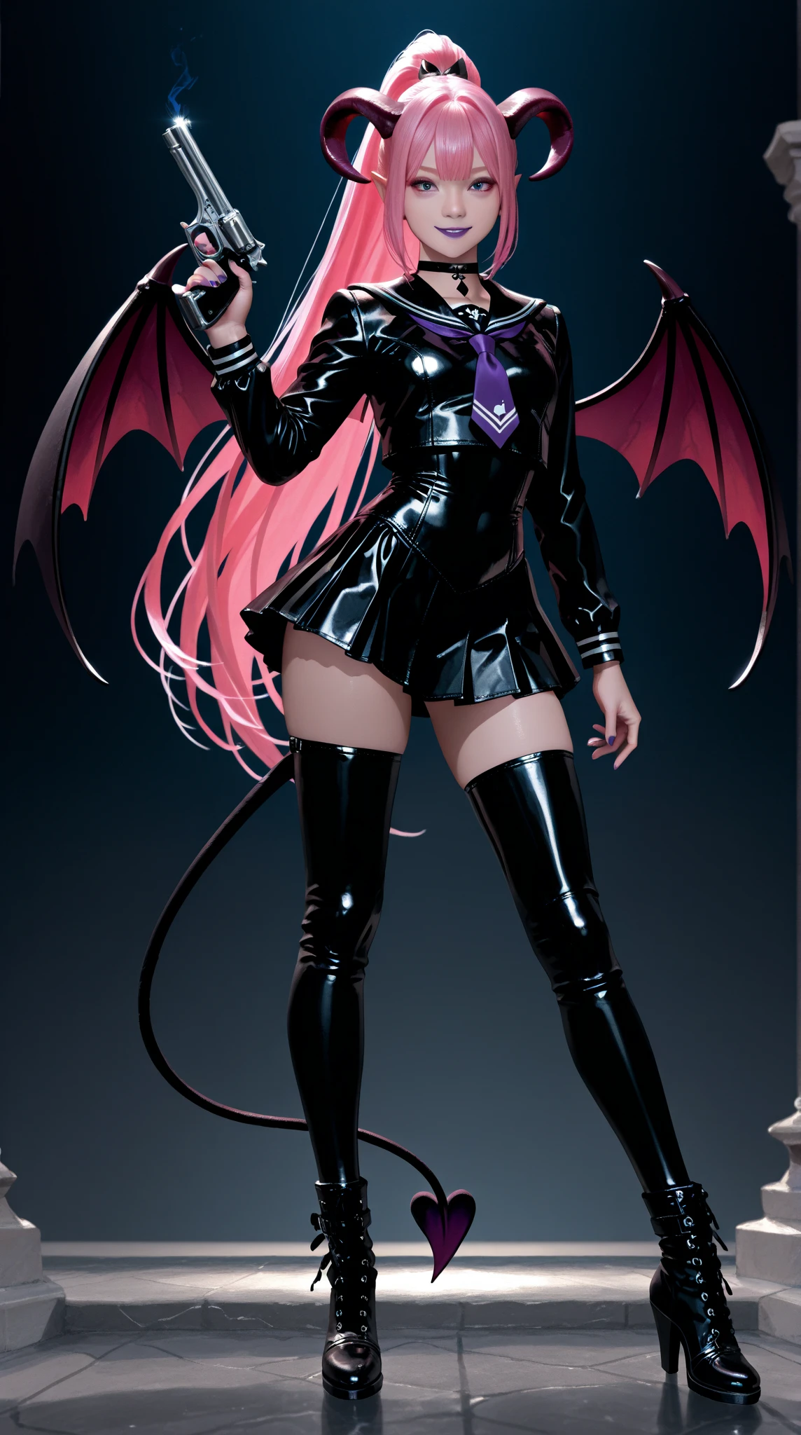 いやらしい雰囲気、girl, devil, demon wings, devil's tail, red eyes, beautiful appearance, full body black tights,,(8k, RAW photo, best quality, masterpiece:1.2), ultra high res, photo realistic, professional lighting, detailed lighting, professional photography, high quality, high res, extremely detailed, bloom, depth of field, sketch, sharp focus, soft lighting, detailed, detailed skin, to8contrast style