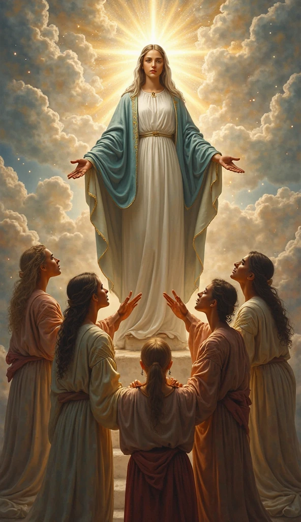 The animated Virgin Mary surrounded by people