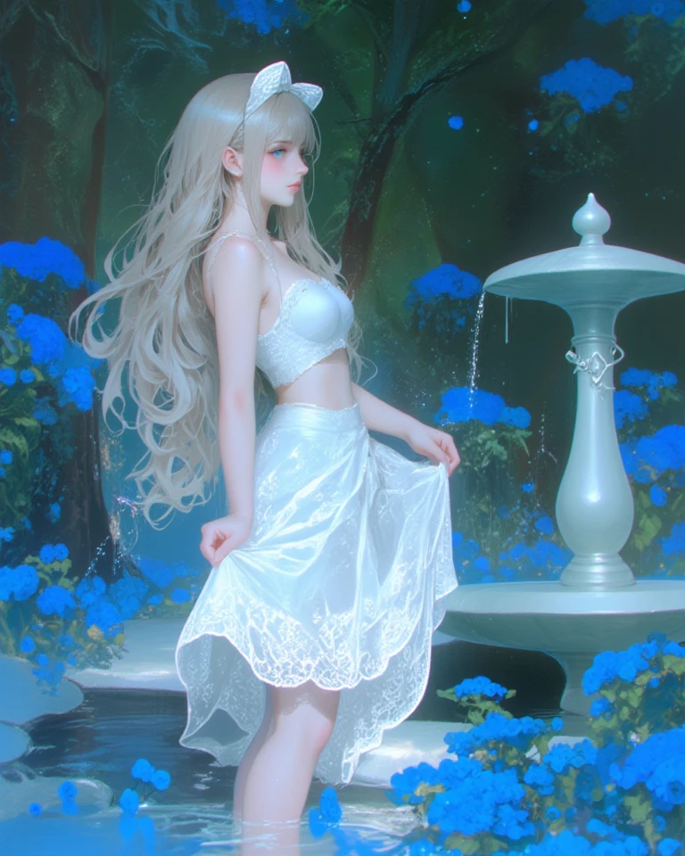Girl in the garden,paper cut out,(A smart rabbit),Delicate flowers,Pastel colors,Best quality,mediating:Dreamy,serene,Surreal,fantasy,Detailed eyes,sophisticated dress,Lush greenery,Endless meadows,Soft sunlight,magical,Peaceful,Whimsical,Graceful,Sleep in the moonlight,Moonlit pond,luminous,Ethereal,Holographic flower,Romantic,Dream-like,Enchanted,Golden vines,Serene face,Long eyelashes,light breeze,rays of moonlight,Dancing tree,Floating lanterns,tranquil,Sparkling water,Crystal clear reflections,Delicate moon,Celestial,big breasts enchanting,Night garden,Harmony,nature's beauty,an enchanted forest.