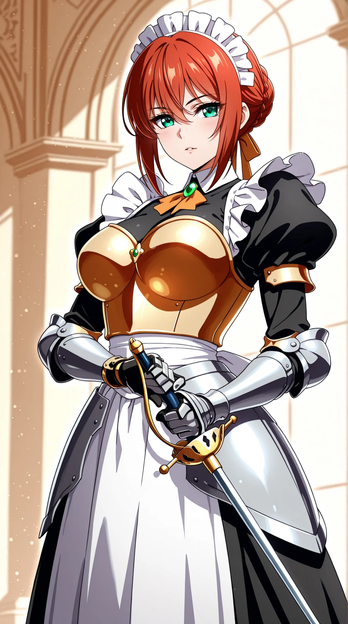 ((((masterpiece, best quality, high resolution)))), Extremely detailed 8K, Beautiful girl with voluptuous body, (Ultra HD, Ultra-detailed, Highly detailed, Highly realistic, Ultra-realistic, photograph realistic), (1girl:1.5), (Realistic white hair), (short wavy hair, hair ornaments, earrings), (dynamic poses), facing at camera, looking at viewer, (blushing red, embarrassed), (purple eyes, sharp eyes), (perky breasts:1.2), (beautiful detailed face, beautiful detailed eyes), ((broken armour, breasts plate, thighs)), (standing up), sweat, glow, (sunbeam, sunlight), ((cowboy shot)), inside dungeon, seductive