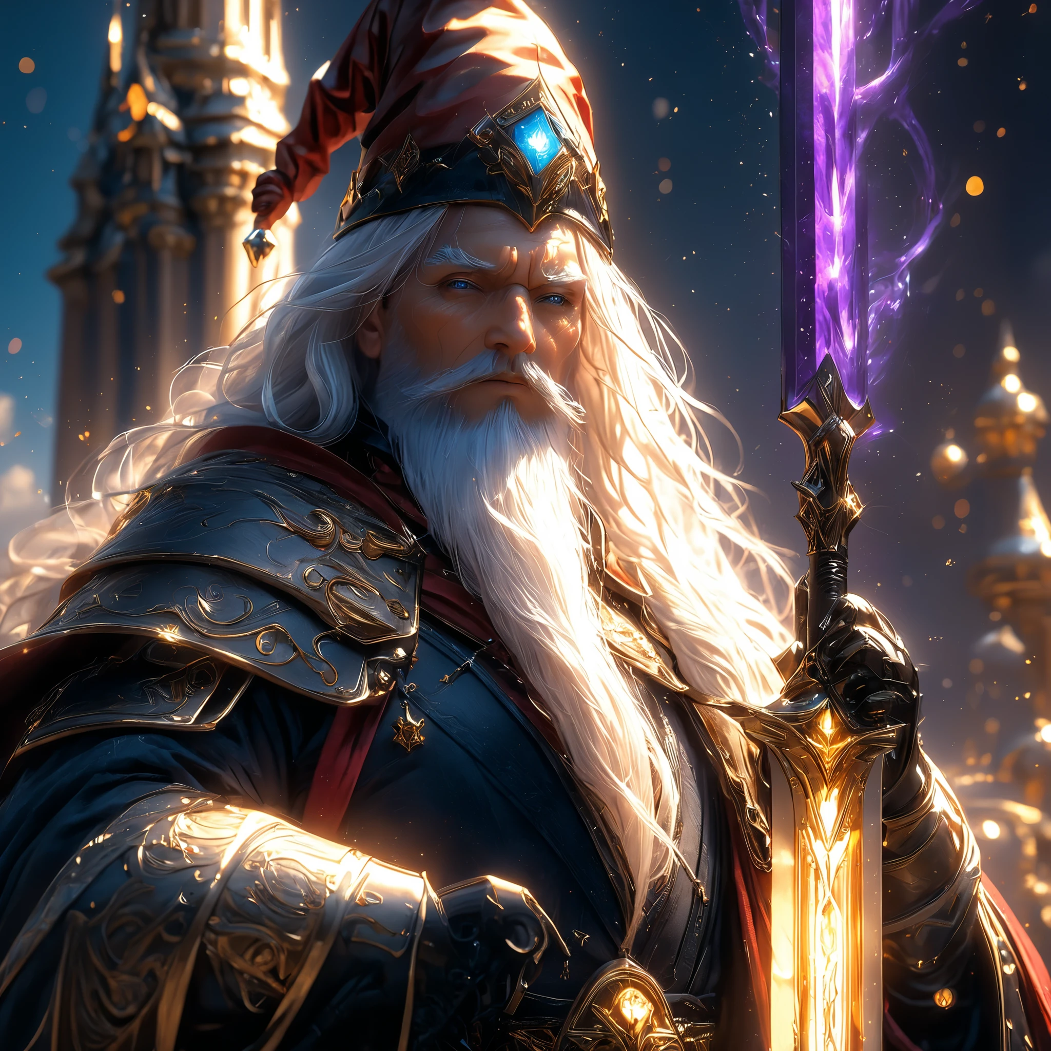 Midea、very detailed、The White Beard Wizard、Super Detail、Amazing depth、Meticulously Constructed、16k Resolution Concept Art、fantasy::fantasy雑誌の表紙アート、Magical Wizard Hat、Deep color、 ether、Astral、Super Detail、magician