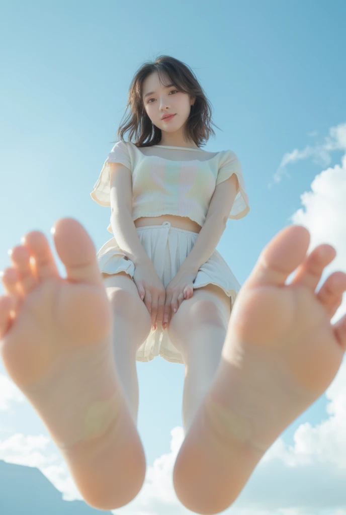 adolable,Royal Sister,A pair of pink feet,Big picture,The soles of the feet are rich in detail,The texture is clear,Human body aesthetics,without wearing shoes,No embellishment