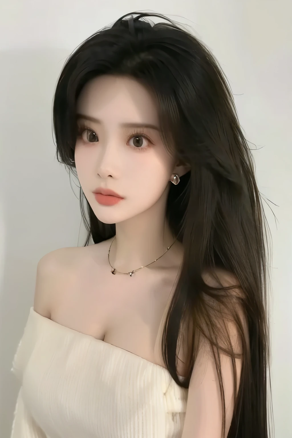Beautiful woman with perfect figure,Layered Hairstyle,Skin Whitening, long black hair,Pack