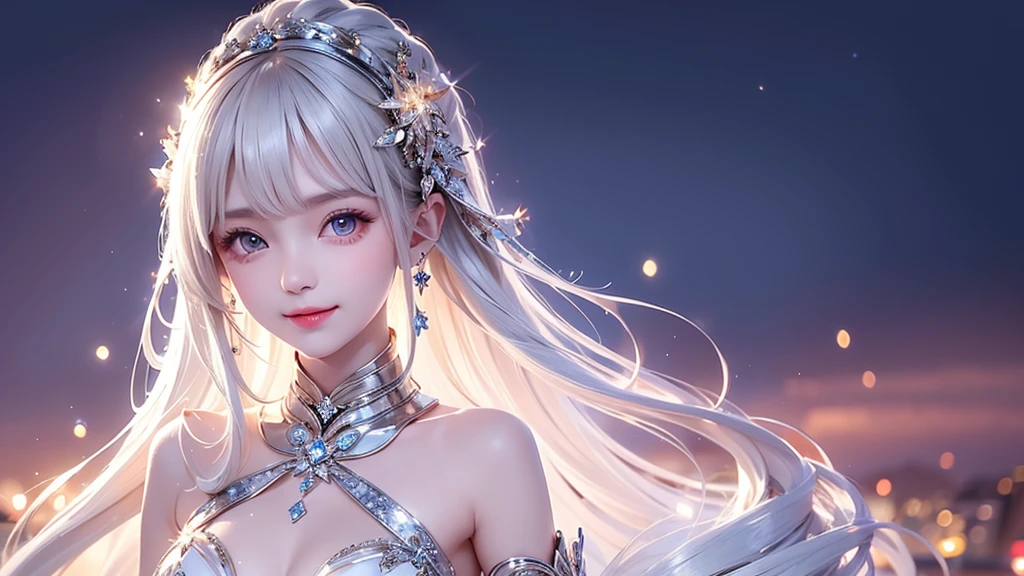 1girl,artist name,aurora,bandages,breasts,city lights,constellation,crescent moon,earth \(planet\),fireworks,full moon,galaxy,light particles,long hair,milky way,moon,moonlight,night,night sky,planet,shooting star,sky,snowing,solo,space,sparkle,star \(sky\),star \(symbol\),starry background,starry sky,starry sky print,