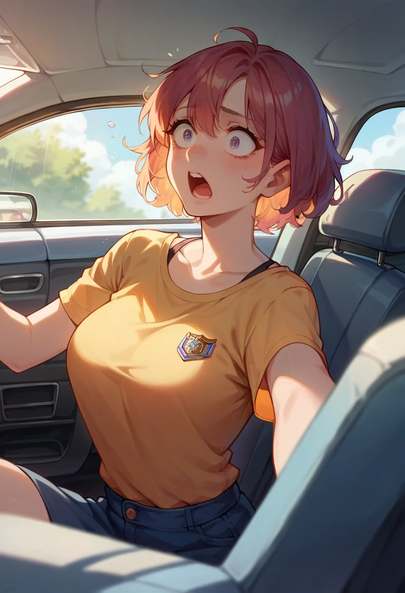 A girl in a motor