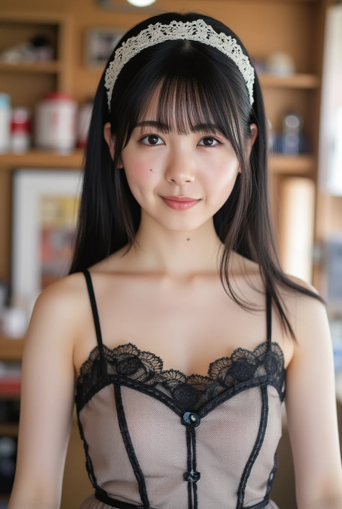 (best qualityer, ultra detali, photorrealistic: 1.39), beautiful girl gyaru, Naughty 25 year old teenager face, bright and vibrant colors, studio lighting, romantic expression, perfect medium breasts, topless,new,small vagina , cropped top underneath, beautiful pleated skirt with gothic details, long dark black hair flowing in the wind, attractive eyes, Glossy lips, pose sexy, beautiful roses, smiling with confidence and seduction, Posing for a professional photo shoot, Shallow depth of field, soft natural lighting, creating a romantic and magical atmosphere, beautifully seductive, smitten, seducing gaze, in kitchen, in a seductive and shy pose