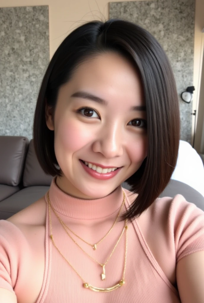 ( (realistic:1.55), (RAW photo, 8k:1.2), (超realistic), (highest quality, 8k, 16k, table top, ultra hd), (masterpiece:1.2) ), (Improvement of quality:1.4), (very beautiful facial details), (highest qualityのリアルな質感の肌:1.4), (perfect ???????:1.2), office lady, precise fingers, Super detailed, symmetrical eyes, front shot, view audience, 1 Lady, 30 year old supermodel, sit on a chair, natural makeup, ((highly detailed eyes:1.3)), (tired, sleepy and satisfied:0.0), (fine lips:1.33), (fine nose:1.2), ((chromium:1.3)), ((wearing a white blouse:1.2)), ((pink cardigan, floral skirt)), (inside the office:1.8)), ((Desk computer:1.6)), Hang the name holder around your neck, because I'thin:1.2, Small buff), (thin:1.2, slim lower body), brown hair, (short hair:1.37), smiling face, professional lighting, epic and emotional movie lighting,