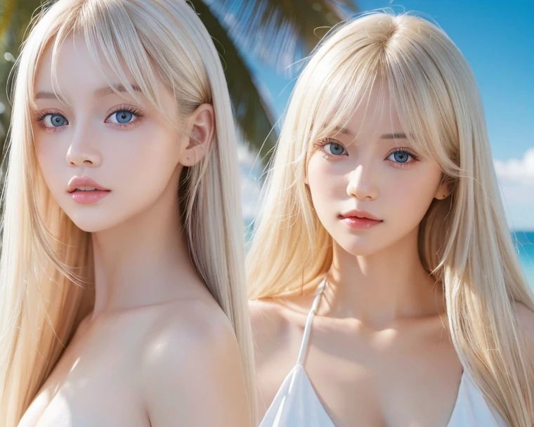 blonde woman with long hair and piercings posing for a photo, with white long hair, with long white hair, perfect white haired girl, ava max, tifa lockhart with white hair, pale porcelain white skin, anime girl in real life, with white hair, extremely light blonde hair, very light blonde hair, with long blonde hair, her hair is white