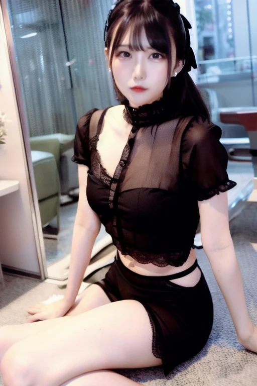 20yo woman, (masterpiece: 1.4), (8K, reality, original photo, best quality: 1.4), Japan, (1 girl), beautiful face, (Real faces: 1.4), (pink hair, short hair: 1.3), hairstyle, Realistic blue eyes, beautiful details eyes, (reality皮肤: 1.3), beautiful skin, Attractive, ultra high resolution, Super realistic, HD, golden ratio, (Detailed face: 1.4), (Japan演员: estuary), Sheer vest,粉色short hair,White透明,White,NSFW,big,big屁股强调,The nipple areola is clearly shaped,looking into camera,Sitting on the sofa,pubic shape is transparent and clear,posture(Bend your knees and legs open)