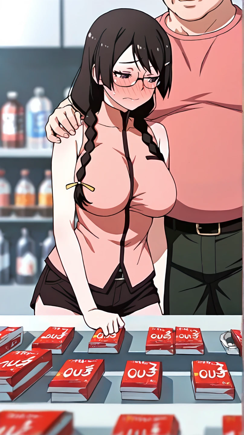 drmikoto, black hair, red eyes,mature female,lips, long hair, blush, lipstick, jewelry, earrings, Hot girl, baddie, bad attitude, mean girl, crazy, smoking, sensual, attractive , masterpiece,high quality,4k, bare shoulder,belly,crop top,holding pistol,cleavage,casual dress, bar
background, inside bar, indoor,smile, open mouth, (nsfw) not safe for work, evil expression, exposed
belly, exposed navel, exposed midriff, exposed lower belly, crop top overhang, underboob,jacket,
unbuttoned jeans , low rise black jeans, Low rise jeans, Low rise jeans with open fly,