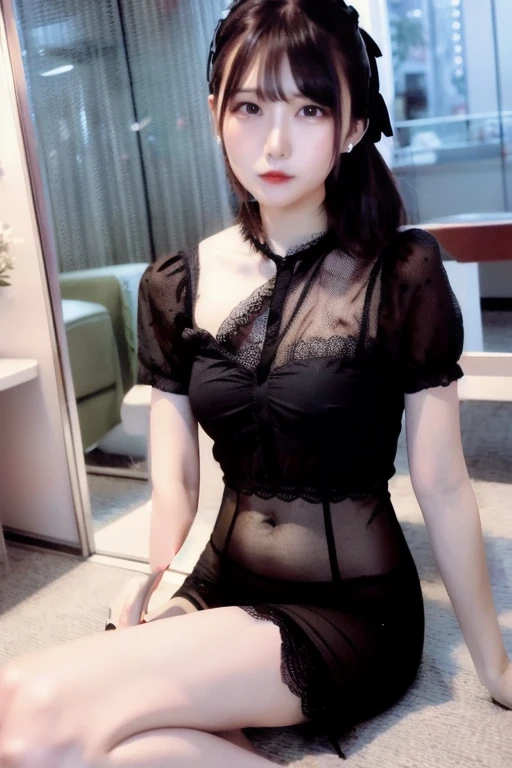 a 20 y.o girl in a wet see-through lace shirt & miniskirt, ((kpop idol)), (aegyo sal:1), large breasts, perfect breasts shape, ((cameltoe)), bare butts, black short hair, pale skin, ((puffy eyes)), light makeup, sitting on the toilet, heterochromia eye, tulle shawl, mole below eye, thick eyebrows, freckles, small waist, wide thighs, thigh gap, toilet background, 8k uhd, dslr, soft lighting, high quality, best quality, ultra high res, (photorealistic:1.4), film grain,