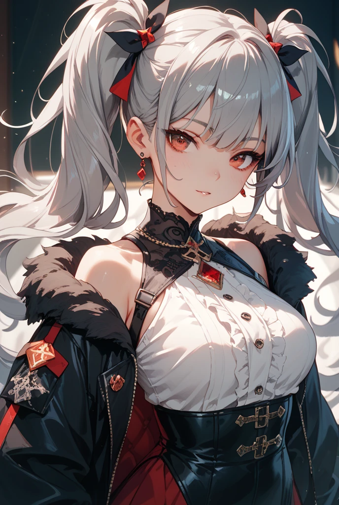 Anime girl with horns and a black top, perfect white hair girl, girl with white hair, tifa lockhart with white hair, cyborg - girl with silver hair, extremely detailed artgerm, white hair deity, IG model | Artgerm, Digital Anime Illustration, White Haired Lady, Digital Anime Detailed Art, White Hair, Open Mouth, angry expression on the face