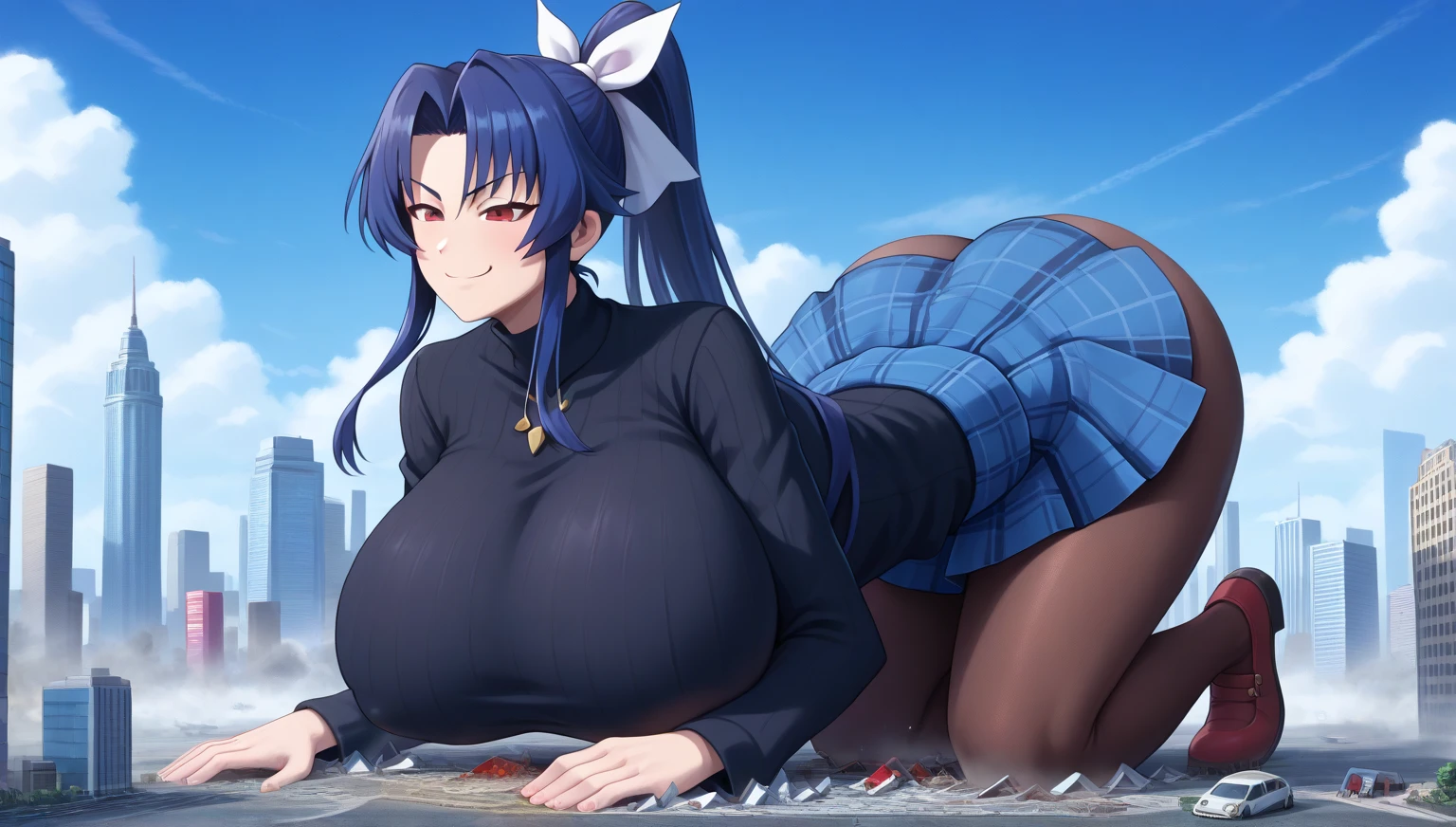 Yoshiko Tsushima love live,serafuku, breasts out,huge breasts, white micro bikini,mini gray skirt, skindentation, curvy body, thighhighs, elbow gloves,leg up , reverse suspended,pee dripping,thigg grab,solo focus,high-heels,on street , sweating , (drooling:1.2), trembling 