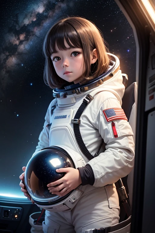 Drawing of an astronaut holding balloons 
