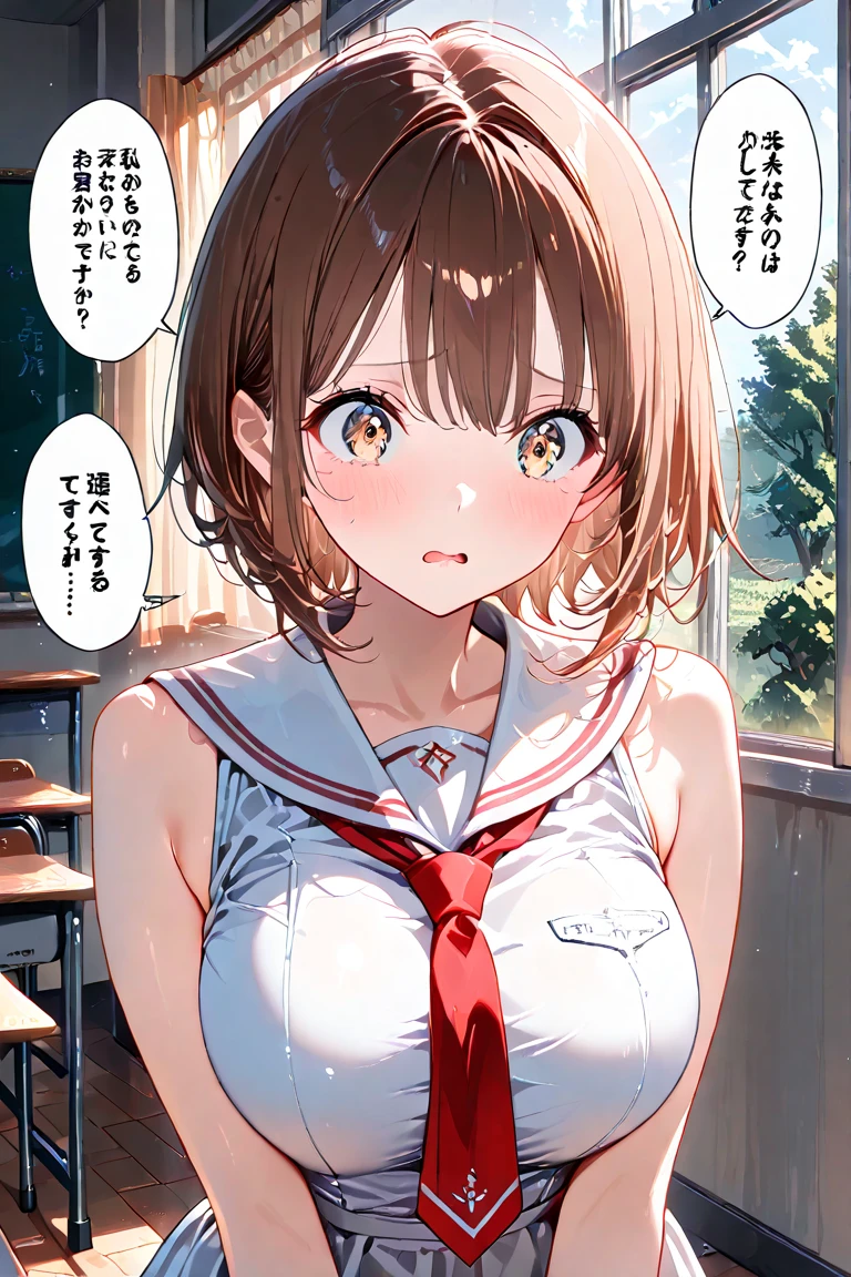 A super beautiful girl in a shiny sailor suit Super Ten-chan She's peeing urination Defecation Diarrhea