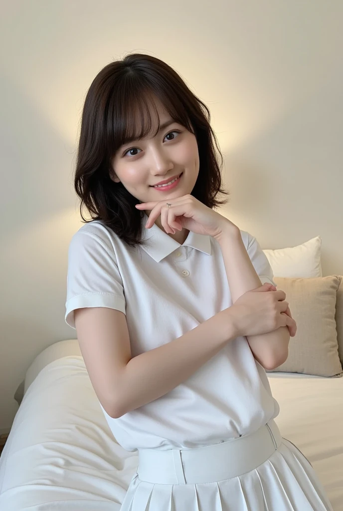 .(((Luxurious panties、Seductive waist、Medium Short Hair、Shoulder-length hair:1.4))).((A classy white shirt with a collar、Standing photo、Medium Hair、服の上からでもわかるBig Breasts、Both hands are in front of the belly button、A photo of panties visible through a short polo shirt、Roll up your shirt with your hands、She is wearing a white polo shirt and luxurious white panties.、:1.4))、In the living room、Cream Hair Color、Her huge breasts are obvious even through her clothes...、Small earrings、Light brown hair color、:1.4))、Shiny Hair、Light beige hair color、Background Blur、Light brown hair、{{Cowgirl Shot}}、((Close-up shot from the waist up、Big Breasts:1.4))、Big Breasts、にっこりsmile、服からでも分かるBig Breasts、Cowboy Shot、素敵なsmile、((Revealing clothing))、Full body photo、ring、Tuck your hair behind one ear、Silver Necklace、smile、Caustics、Highly detailed photos、Big Breasts、Super no makeup、(8K、RAW Photos、Highest quality、masterpiece:1.2)、(Realistic、Realistic)、1 Girl、((Big Breastsショートヘア、Looking into the camera:1.4))、Hair blowing in the wind