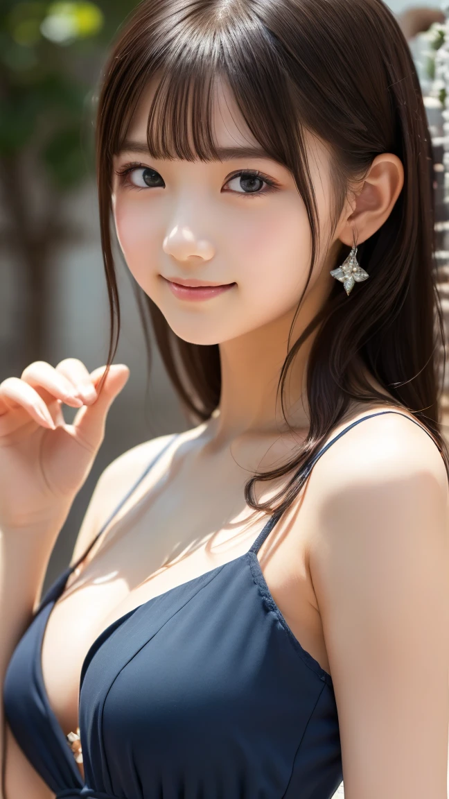 (((32ｋ,high details,high detail、masterpiece,attention to detail,alone))),Raw photo & realistic atmosphere,beautiful dark blue eyes,detailed mouth,glossy lips,thin eyebrows,fine eyes、Soft white skin that shines in every detail、sheの深い黒色の目はとても美しいです,lip details、very beautiful face,very well-shaped face、lifelike face,shining beautiful lips,beautiful eyebrows,infinite reality, Realistic young gravure idol,she&#39;she&#39;she&#39;she&#39;she&#39;she&#39;she&#39;she&#39;very cute woman , young gravure idol, young gravure idol, She is a very beautiful and cute 20 year old beautiful girl..,An incredibly beautiful and elegant 20 year old beautiful girl,natural soft light,（shiny hair,,Beautiful and kind eyes：1.5）,gentle smile,well-shaped chest,medium long hair,seaside，bikini,beautiful posture,no makeup,whole body，
