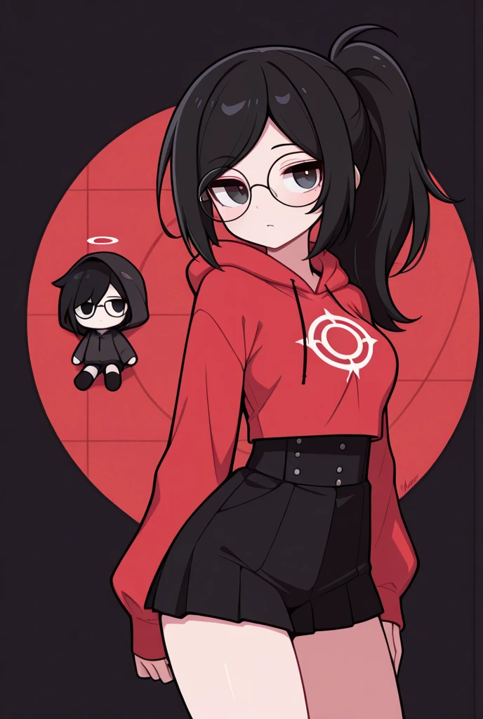 office lady,glasses,red eyes,black hair,    very short hair, <lora:ChronoTempStyle-20:0.8>,  <lora:mrploxykunArtist-19:0.2>,  <lora:BlessedTech-20:0.8> blessedtech, blessed, aura,  <lora:drunkoakArtistStyle_v10:0.2>, full body,