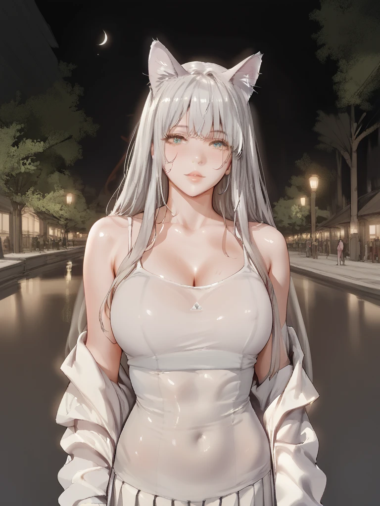 Top image quality、NSFW、barechested、barechested、fullnude、fullnude、hair adornments、Slave collar、Cafe terrace seating、Twin-tailed、2.5th Dimension Girl、8Head and body、A slender、Very skinny、Luxury、Skinny、Ribs、A-cup breasts、discreet breasts、Smaller chest、evil smile、beauty legs、Constricted waist、Naked waitress、Silver hair、Short boots、knee sox、dynamicposes、dynamic ungle、boots、Pubic hair shows through、
